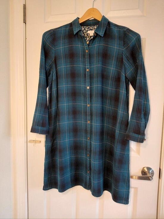 J. Jill Dresses & Skirts - J JILL Blue Plaid Buttoned Shirt Dress Petite Medium
